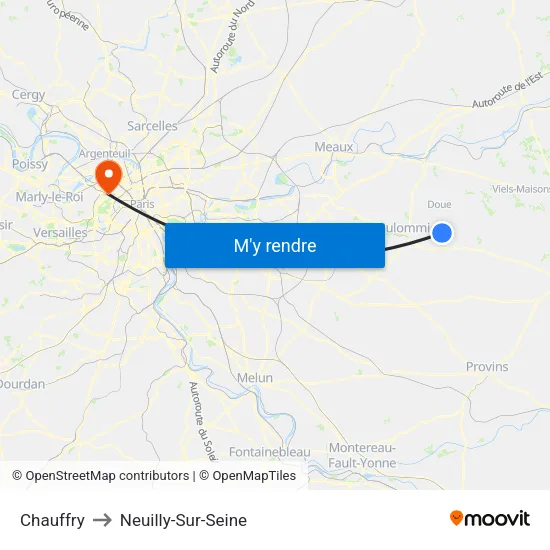 Chauffry to Neuilly-Sur-Seine map