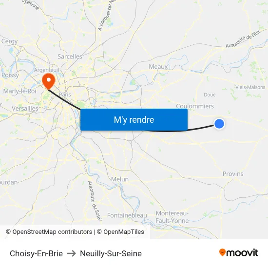 Choisy-En-Brie to Neuilly-Sur-Seine map