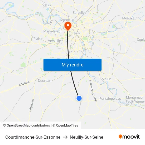 Courdimanche-Sur-Essonne to Neuilly-Sur-Seine map