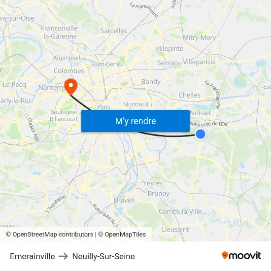Emerainville to Neuilly-Sur-Seine map