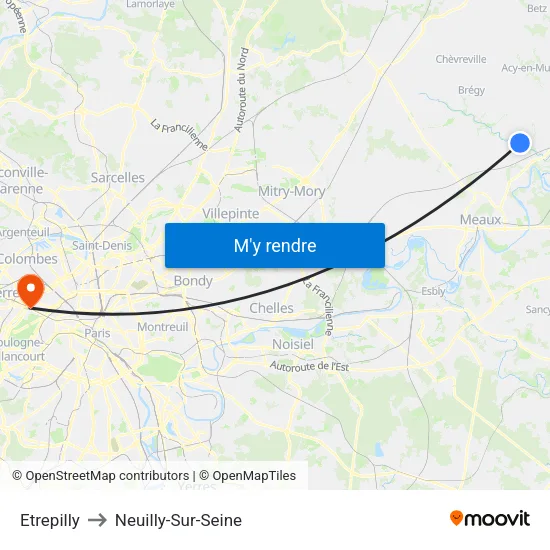 Etrepilly to Neuilly-Sur-Seine map
