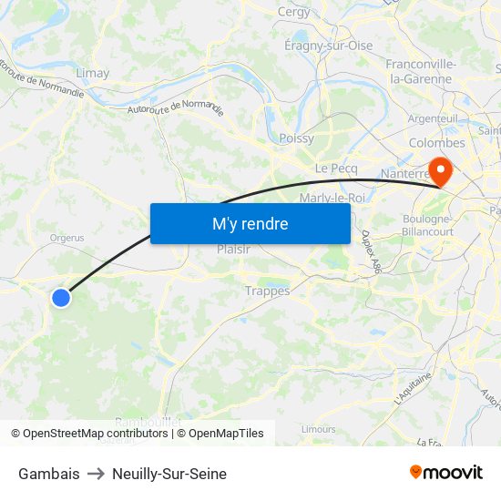 Gambais to Neuilly-Sur-Seine map