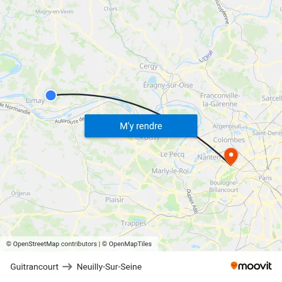 Guitrancourt to Neuilly-Sur-Seine map