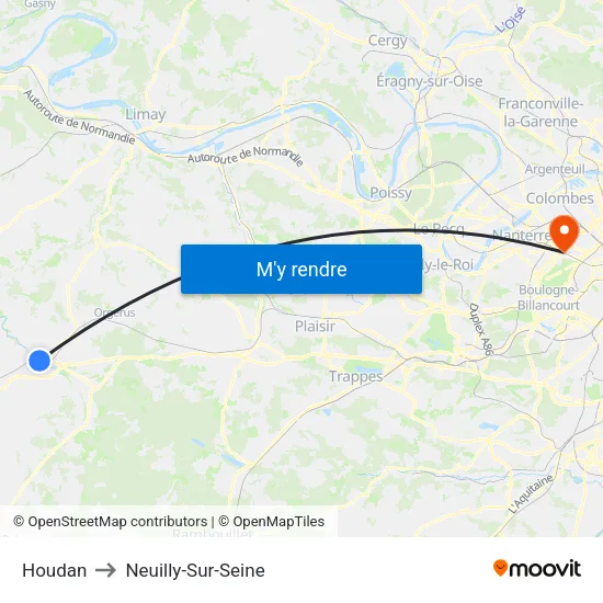 Houdan to Neuilly-Sur-Seine map