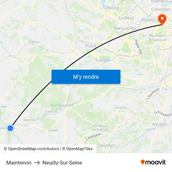 Maintenon to Neuilly-Sur-Seine map