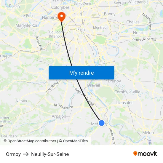 Ormoy to Neuilly-Sur-Seine map