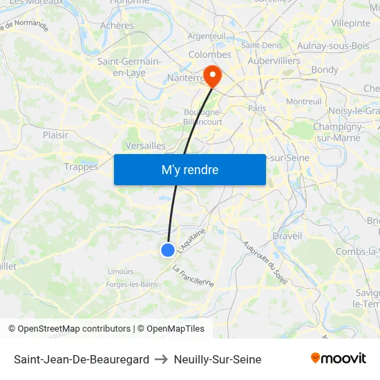 Saint-Jean-De-Beauregard to Neuilly-Sur-Seine map