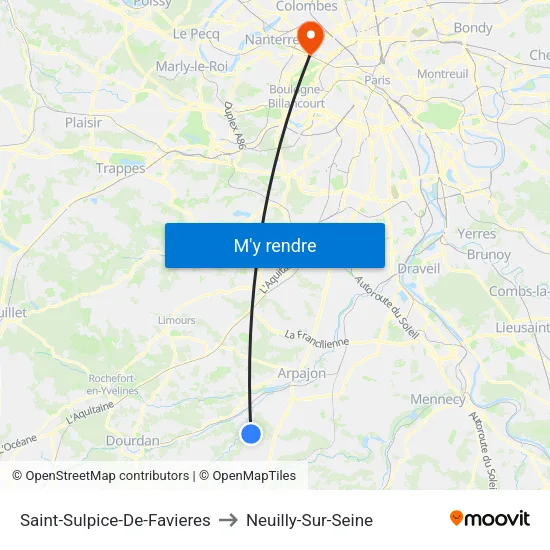 Saint-Sulpice-De-Favieres to Neuilly-Sur-Seine map