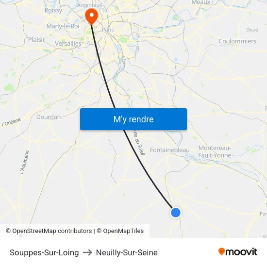 Souppes-Sur-Loing to Neuilly-Sur-Seine map