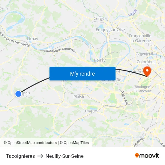 Tacoignieres to Neuilly-Sur-Seine map