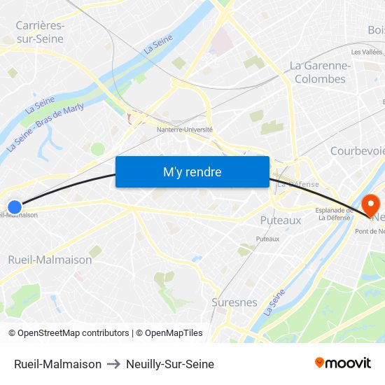 Rueil-Malmaison to Neuilly-Sur-Seine map