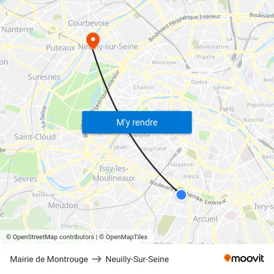 Mairie de Montrouge to Neuilly-Sur-Seine map