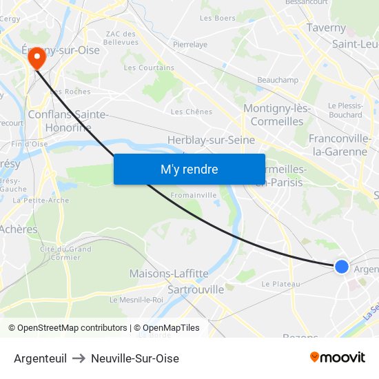 Argenteuil to Neuville-Sur-Oise map