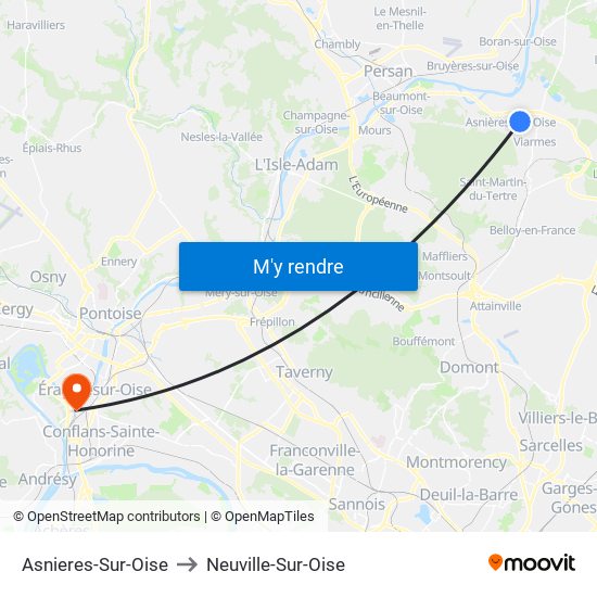 Asnieres-Sur-Oise to Neuville-Sur-Oise map