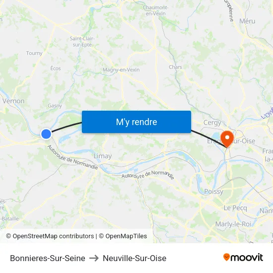Bonnieres-Sur-Seine to Neuville-Sur-Oise map