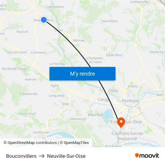 Bouconvillers to Neuville-Sur-Oise map