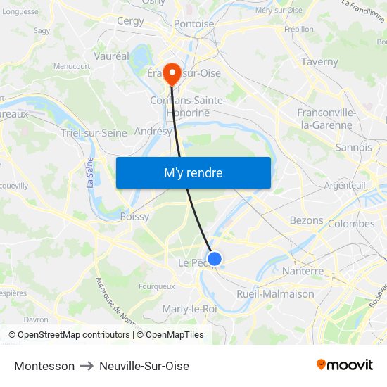 Montesson to Neuville-Sur-Oise map