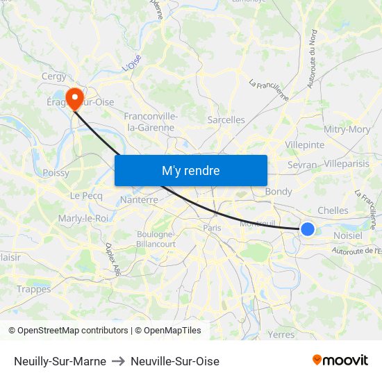 Neuilly-Sur-Marne to Neuville-Sur-Oise map