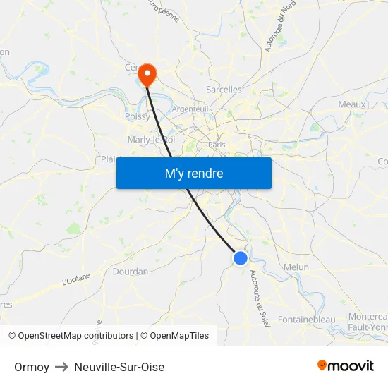Ormoy to Neuville-Sur-Oise map