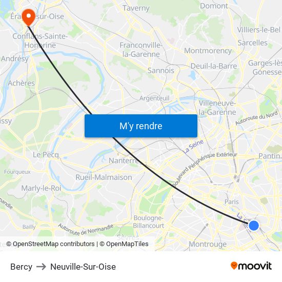 Bercy to Neuville-Sur-Oise map