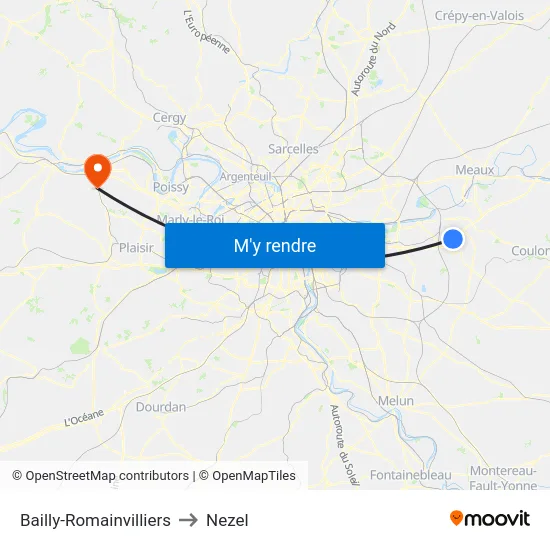Bailly-Romainvilliers to Nezel map
