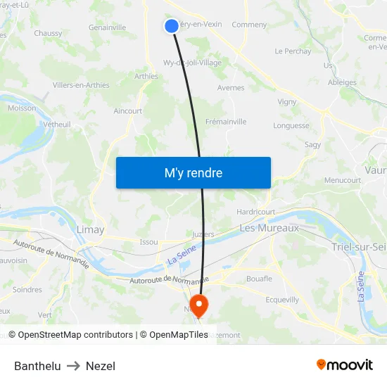 Banthelu to Nezel map