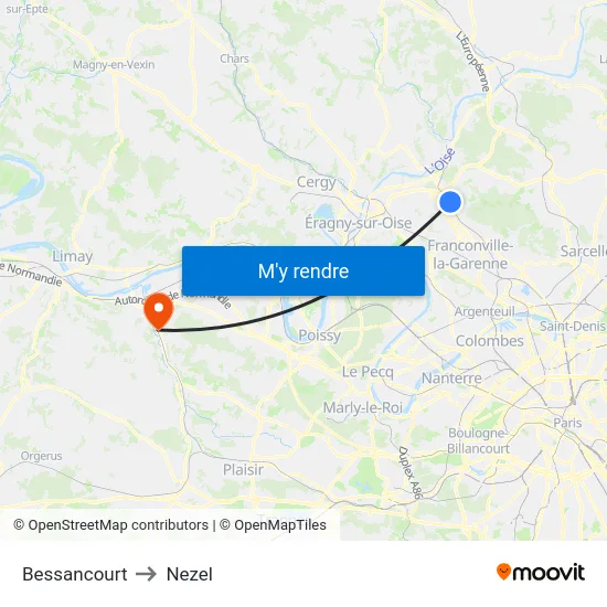 Bessancourt to Nezel map
