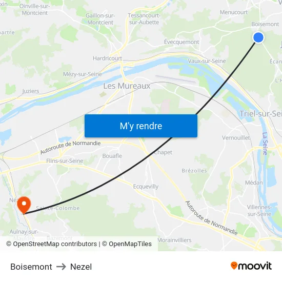Boisemont to Nezel map