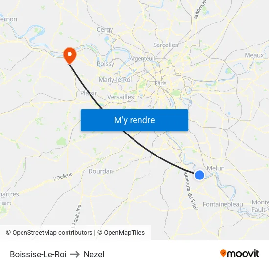 Boissise-Le-Roi to Nezel map