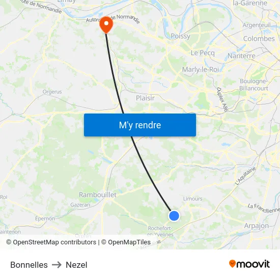 Bonnelles to Nezel map