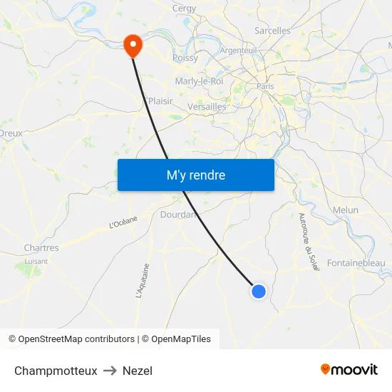 Champmotteux to Nezel map