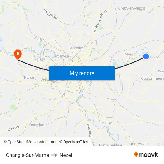Changis-Sur-Marne to Nezel map
