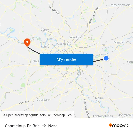 Chanteloup-En-Brie to Nezel map