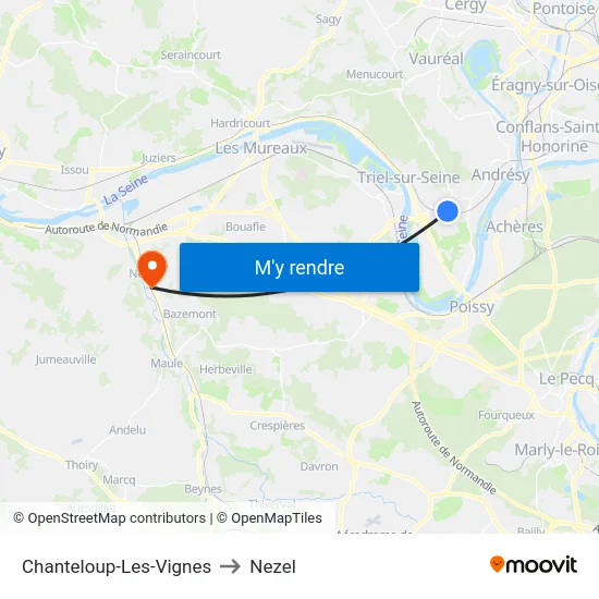Chanteloup-Les-Vignes to Nezel map