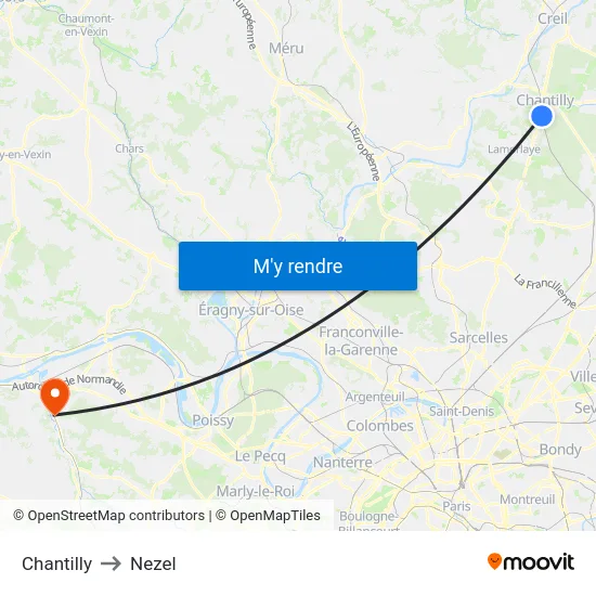 Chantilly to Nezel map