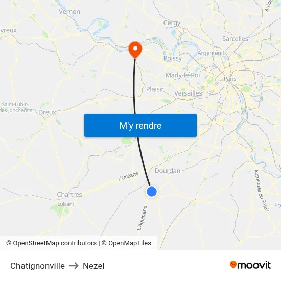 Chatignonville to Nezel map