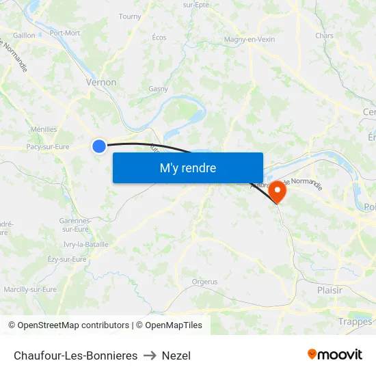 Chaufour-Les-Bonnieres to Nezel map