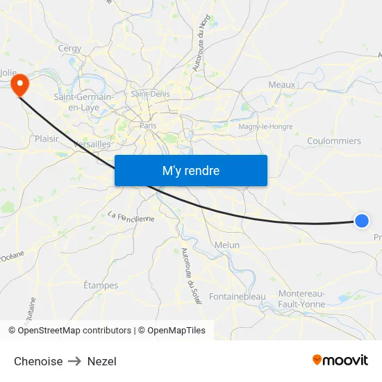 Chenoise to Nezel map