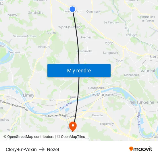 Clery-En-Vexin to Nezel map