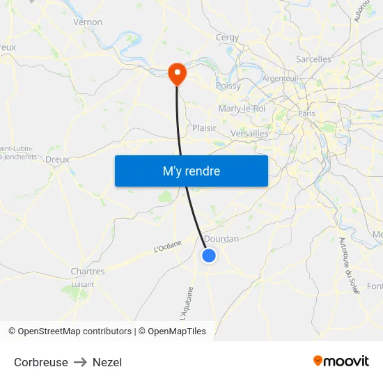 Corbreuse to Nezel map