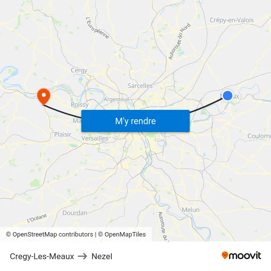 Cregy-Les-Meaux to Nezel map
