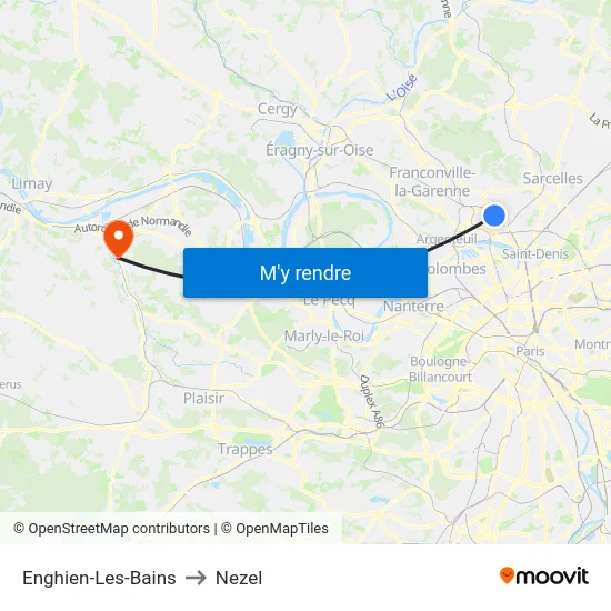 Enghien-Les-Bains to Nezel map