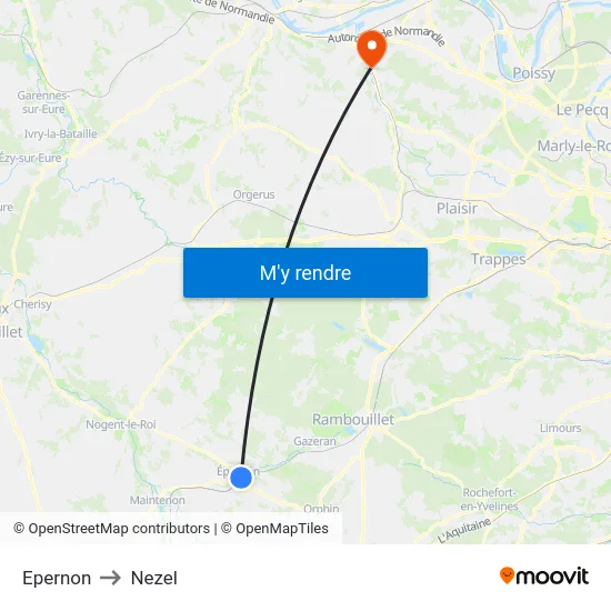 Epernon to Nezel map