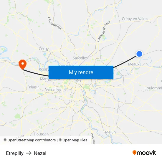 Etrepilly to Nezel map