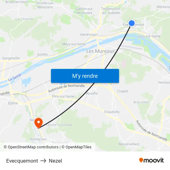 Evecquemont to Nezel map