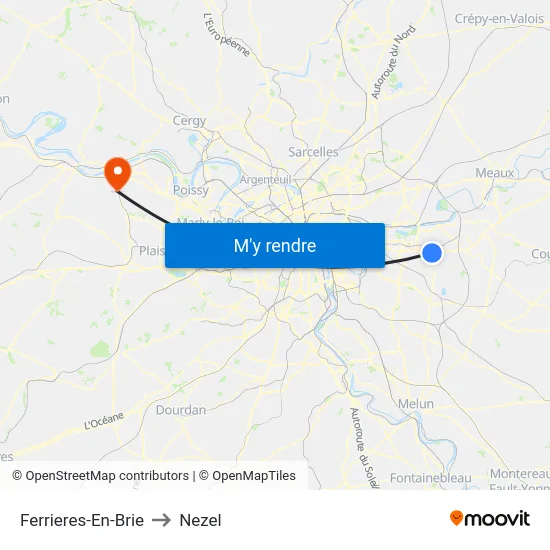 Ferrieres-En-Brie to Nezel map