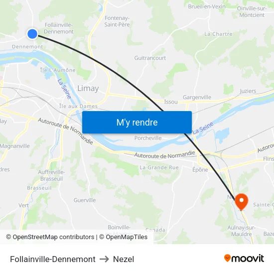 Follainville-Dennemont to Nezel map