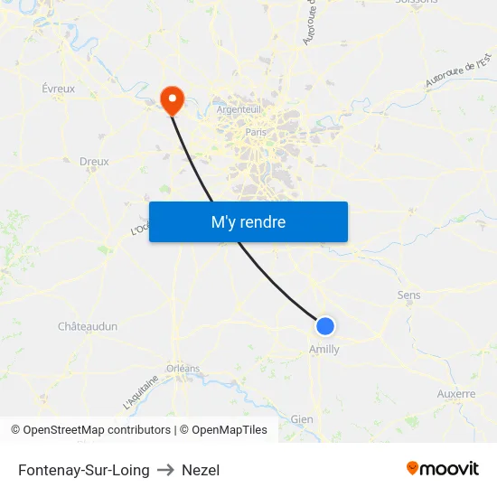 Fontenay-Sur-Loing to Nezel map