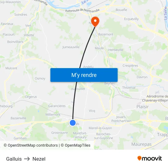 Galluis to Nezel map