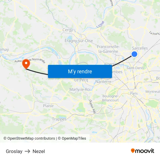 Groslay to Nezel map